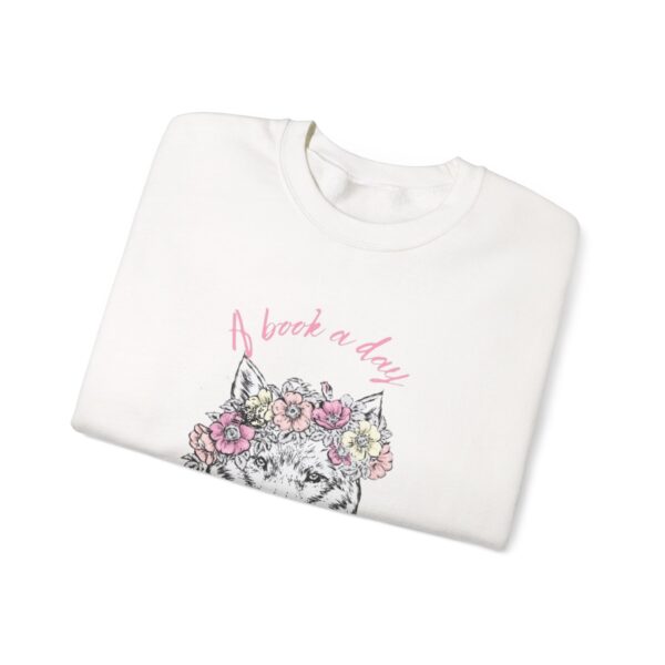 A Book A Day Wolf Sweatshirt - Cozy Unisex Crewneck for Book Lovers - Image 4