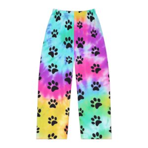 Vibrant Tie-Dye Paw Print Pajama Pants,
