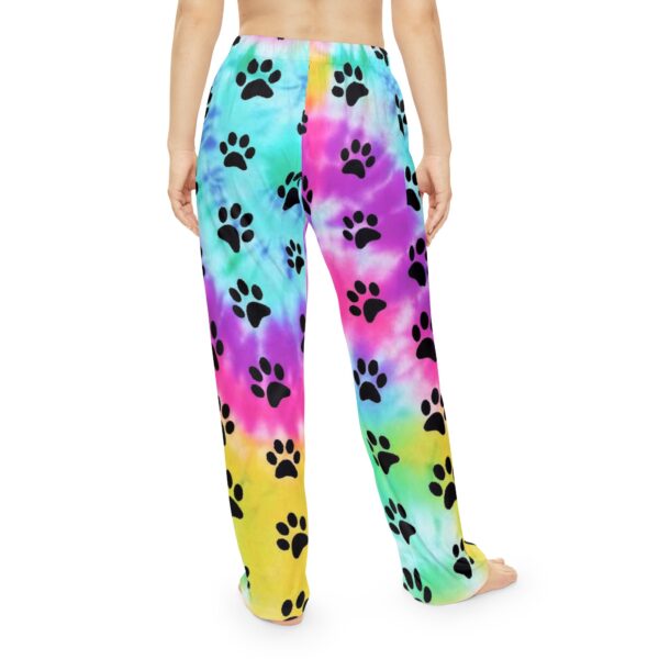 Vibrant Tie-Dye Paw Print Pajama Pants, - Image 4
