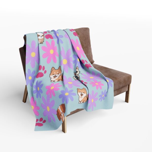 Cute Dog and Flower Fleece Blanket - Image 8