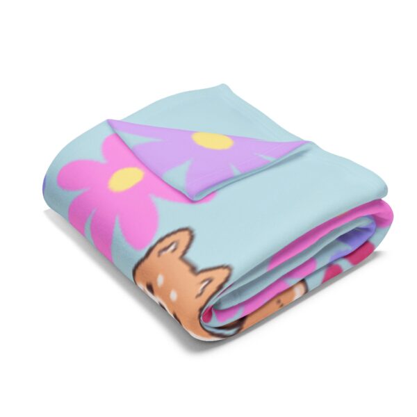 Cute Dog and Flower Fleece Blanket - Image 4