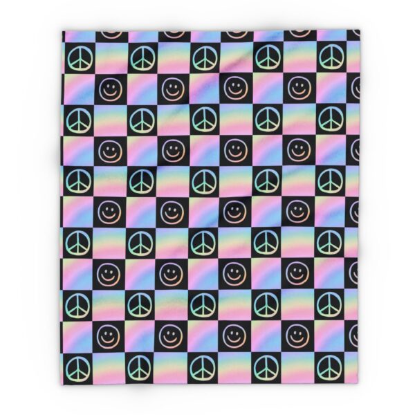 Colorful Peace Sign Fleece Blanket, - Image 5