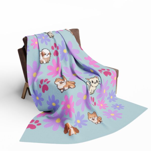 Cute Dog and Flower Fleece Blanket - Image 12