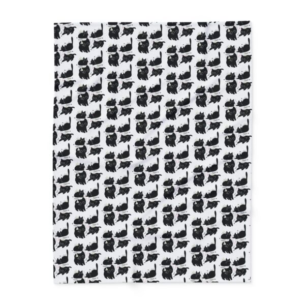 Cozy Black Cat Pattern Fleece Blanket, - Image 9