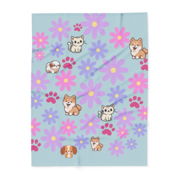 Cute Dog and Flower Fleece Blanket - Image 9