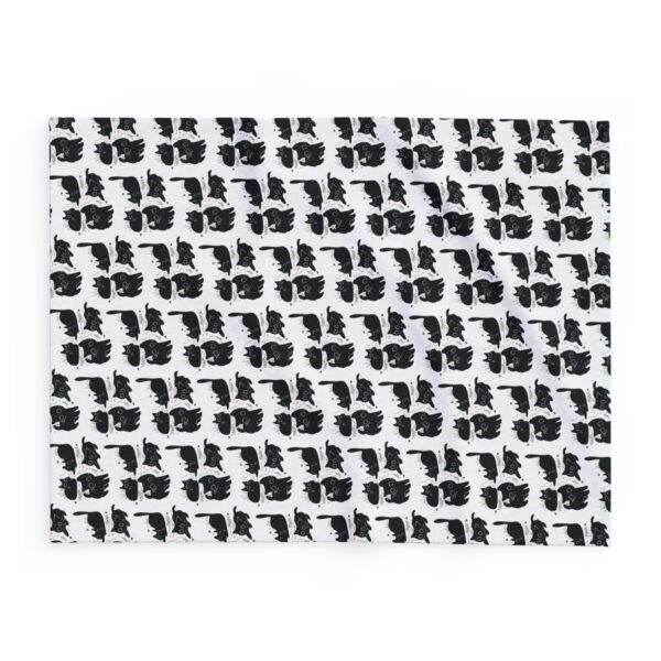 Cozy Black Cat Pattern Fleece Blanket, - Image 2
