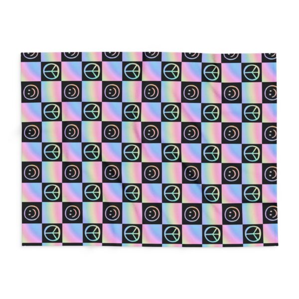 Colorful Peace Sign Fleece Blanket, - Image 10