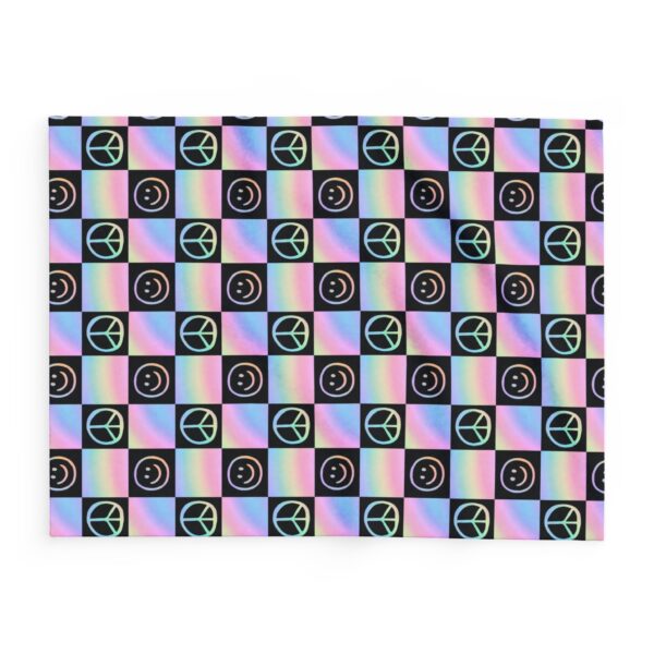 Colorful Peace Sign Fleece Blanket, - Image 2