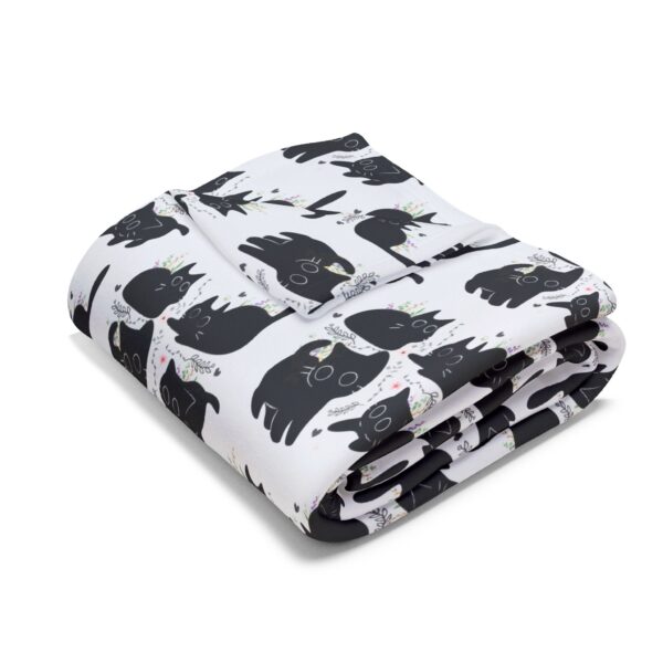 Cozy Black Cat Pattern Fleece Blanket, - Image 7
