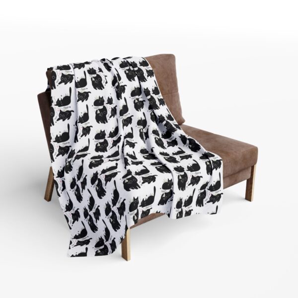 Cozy Black Cat Pattern Fleece Blanket, - Image 8