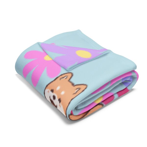 Cute Dog and Flower Fleece Blanket - Image 7