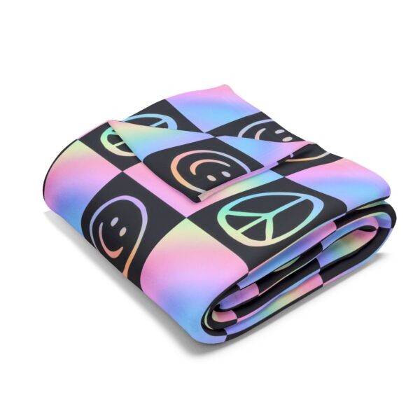 Colorful Peace Sign Fleece Blanket, - Image 3