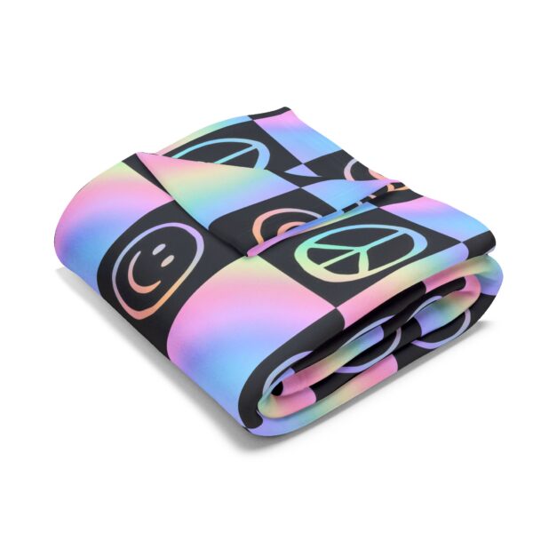 Colorful Peace Sign Fleece Blanket, - Image 7