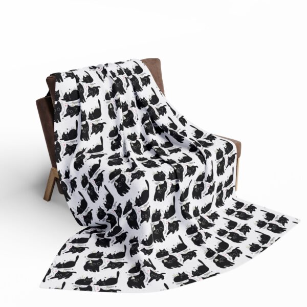 Cozy Black Cat Pattern Fleece Blanket, - Image 12