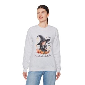 Cozy Witchy Crewneck Sweatshirt with Pumpkin Design,