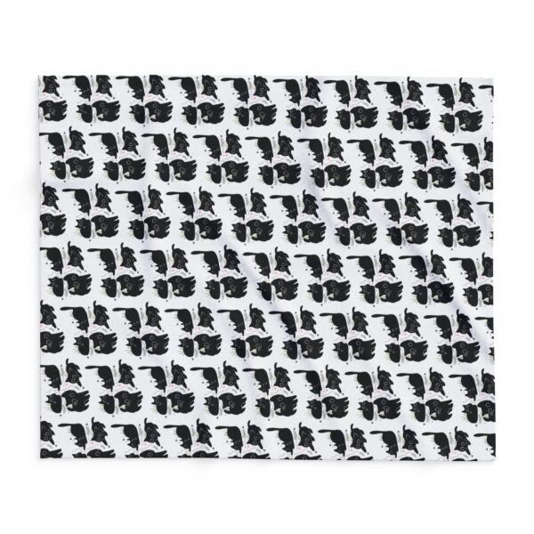 Cozy Black Cat Pattern Fleece Blanket, - Image 6