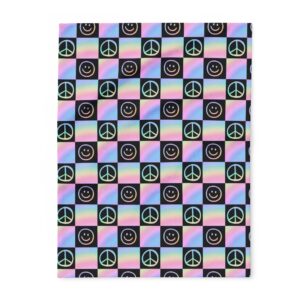 Colorful Peace Sign Fleece Blanket,