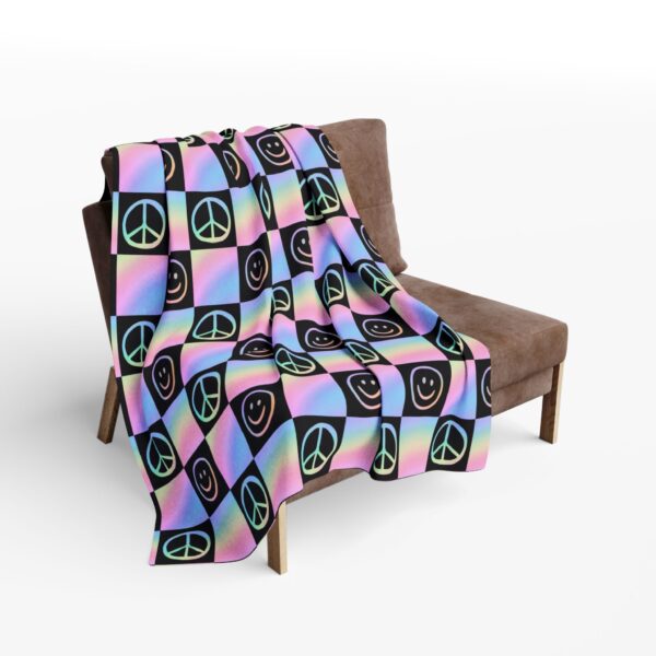 Colorful Peace Sign Fleece Blanket, - Image 8