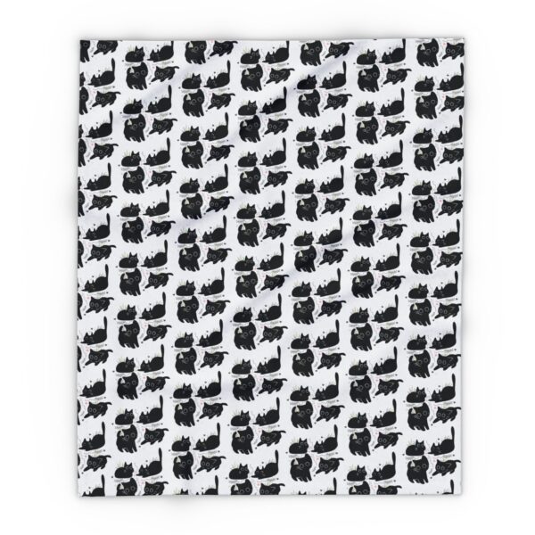 Cozy Black Cat Pattern Fleece Blanket, - Image 5