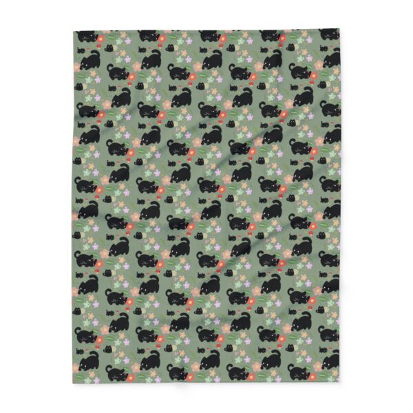 Cozy Black Cat and Cottagecore Pattern Throw Blanket - Image 9