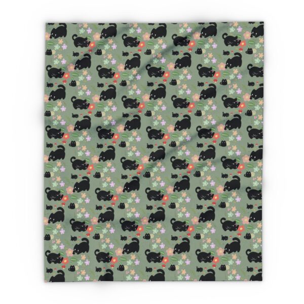 Cozy Black Cat and Cottagecore Pattern Throw Blanket - Image 5