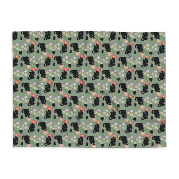 Cozy Black Cat and Cottagecore Pattern Throw Blanket - Image 10