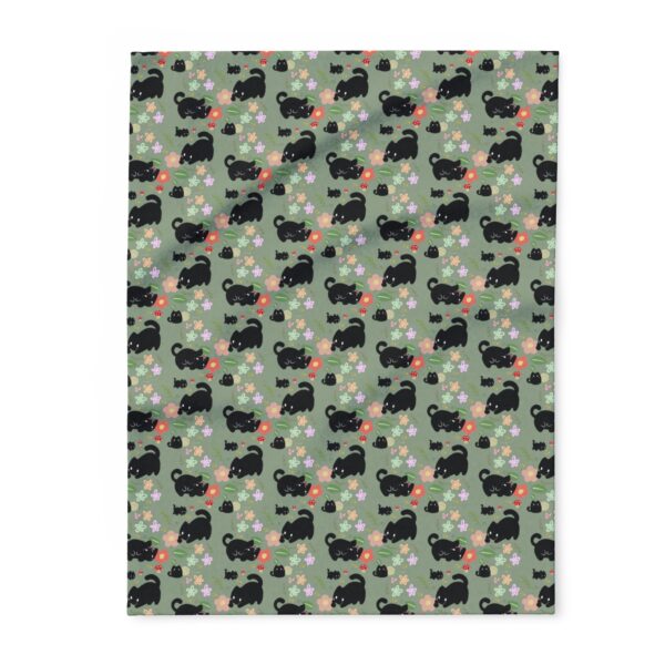 Cozy Black Cat and Cottagecore Pattern Throw Blanket - Image 2