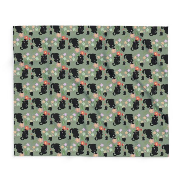 Cozy Black Cat and Cottagecore Pattern Throw Blanket - Image 6