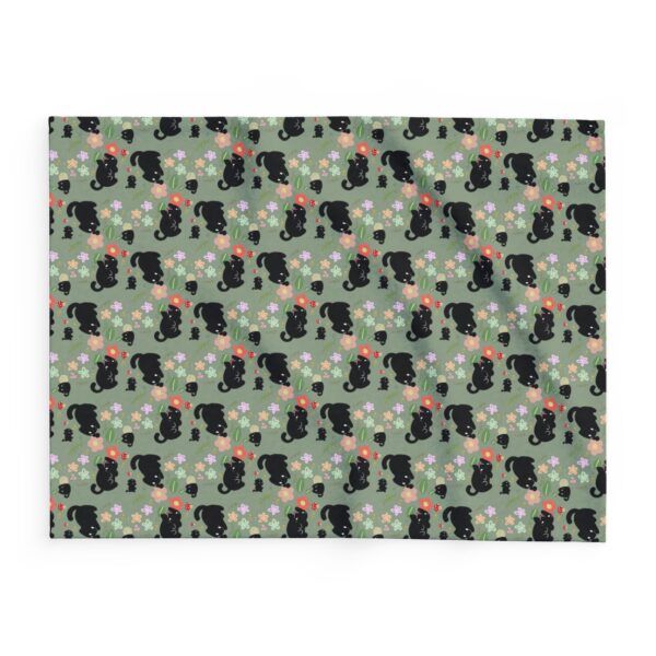 Cozy Black Cat and Cottagecore Pattern Throw Blanket - Image 3