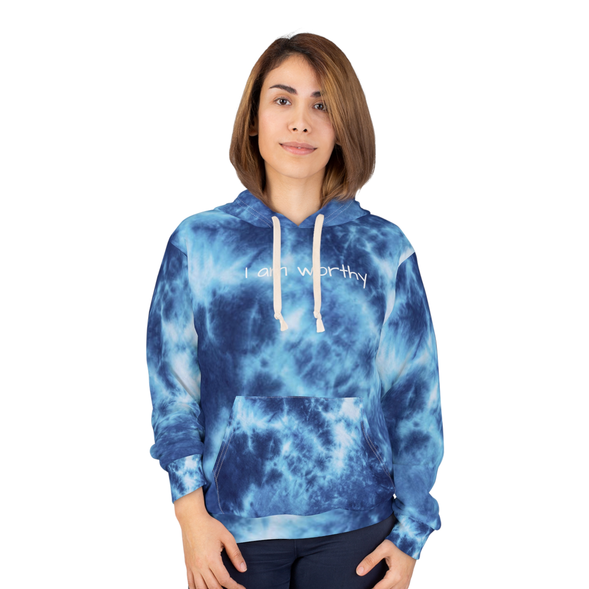 I Am Worthy Tie-Dye Unisex Pullover Hoodie