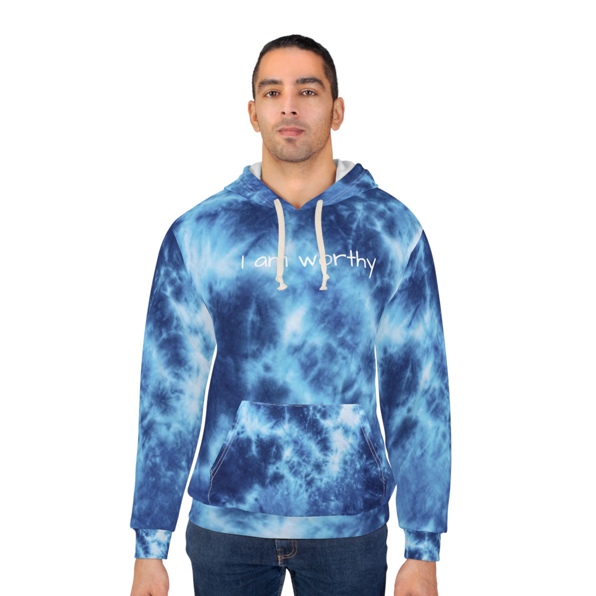 I Am Worthy Tie-Dye Unisex Pullover Hoodie - Image 2