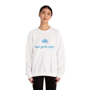 Sad Girls Club Crewneck Sweatshirt — Cute Blue Cloud Graphic
