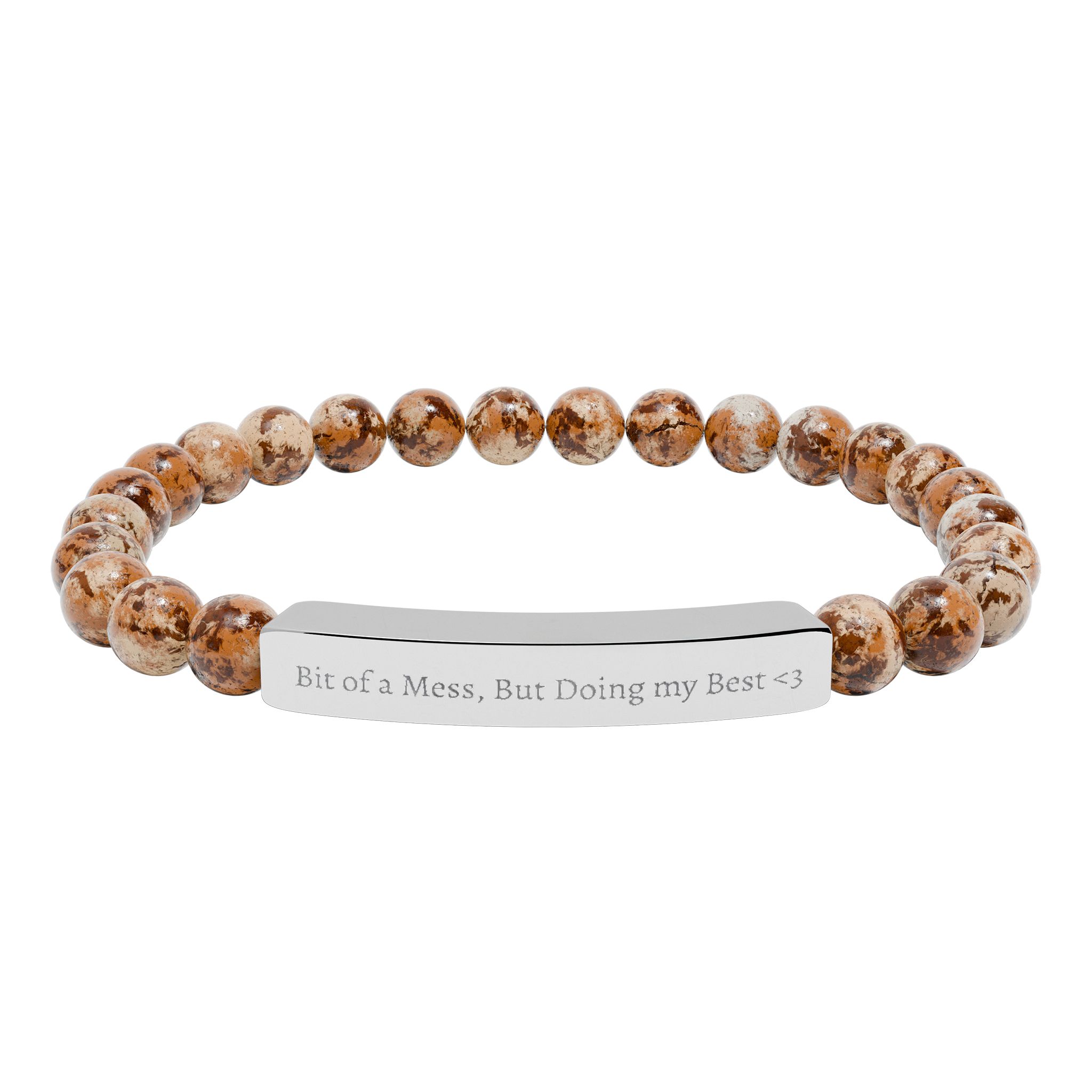 Natural Stone Stretch Bar Bracelet (Engraving) - Image 4
