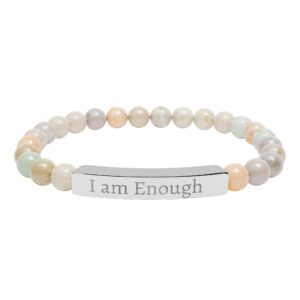 Engraved ‘I Am Enough’ Natural Stone Stretch Bracelet