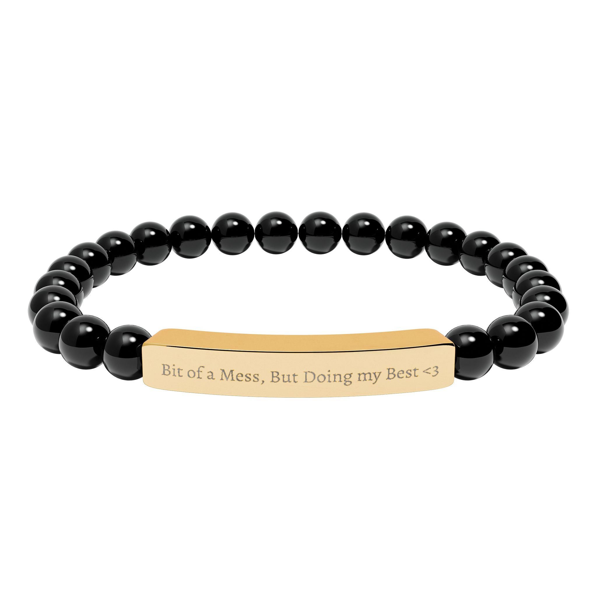 Natural Stone Stretch Bar Bracelet (Engraving) - Image 10