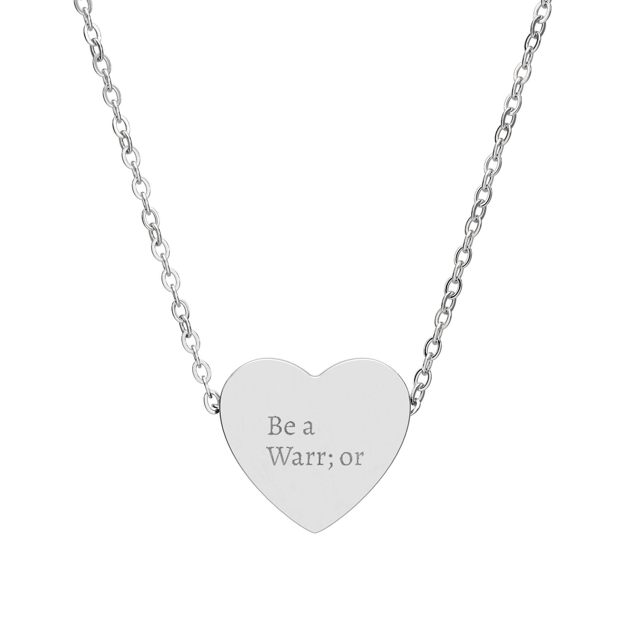 Engraved 'Be a Warrior' Heart Necklace