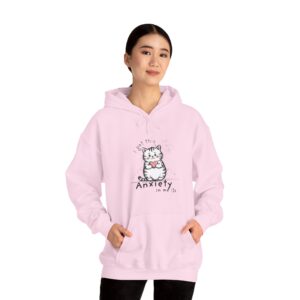 Cute Kitten 'Anxiety in My Heart' Hoodie — Cozy Mental Health Awareness Pullover