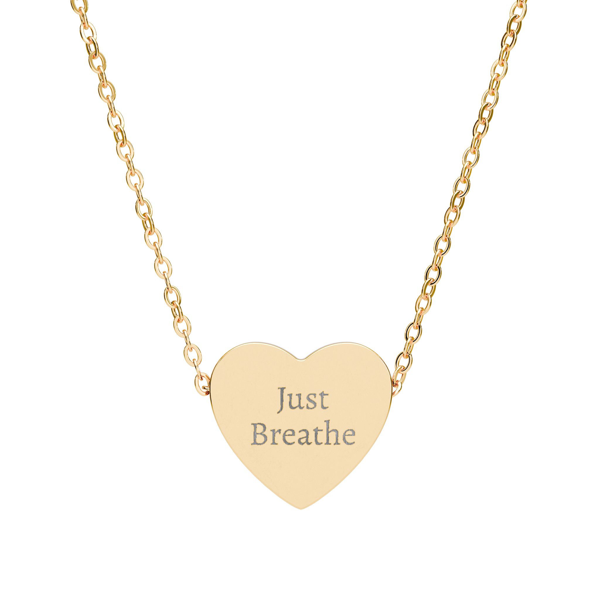 Engraved Heart Necklace — "Just Breathe" Inspirational Pendant - Image 4