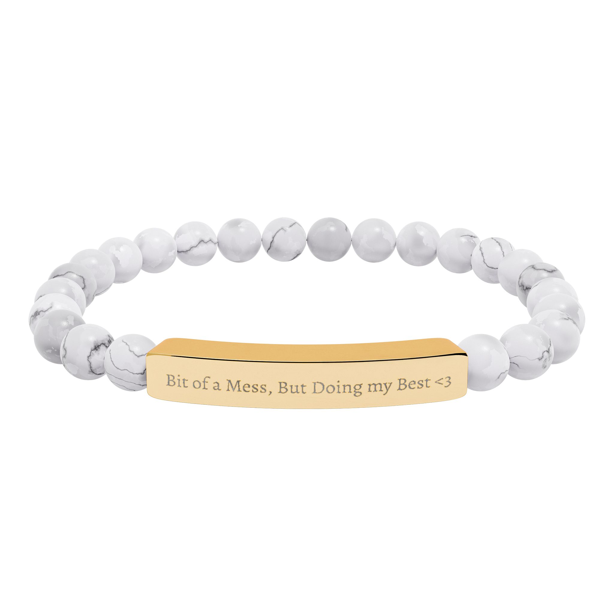 Natural Stone Stretch Bar Bracelet (Engraving) - Image 9