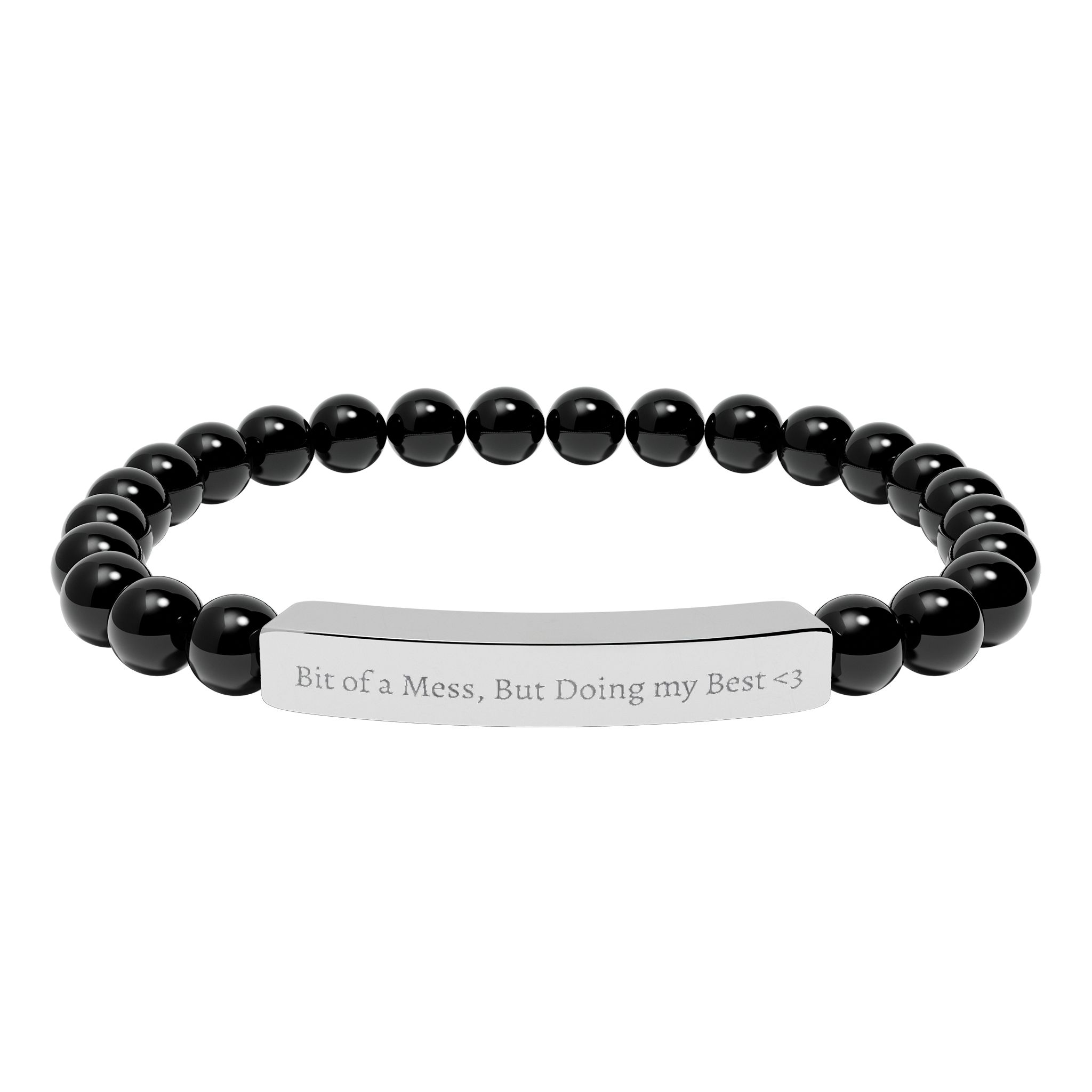 Natural Stone Stretch Bar Bracelet (Engraving) - Image 3