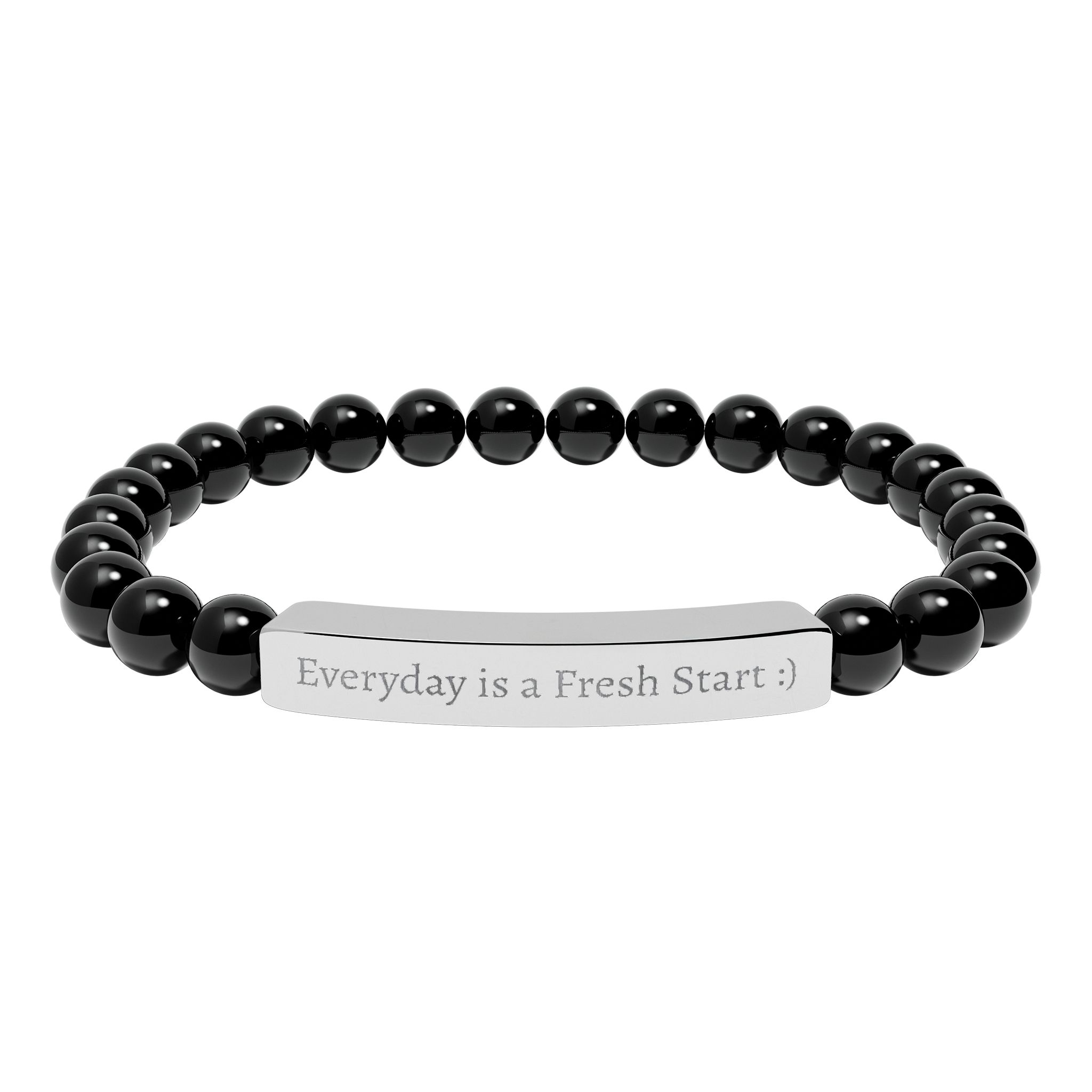 Natural Stone Stretch Bar Bracelet (Engraving) - Image 3