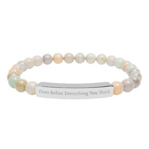 Dont Belive Everything You Think Engravable Natural Stone Stretch Bar Bracelet