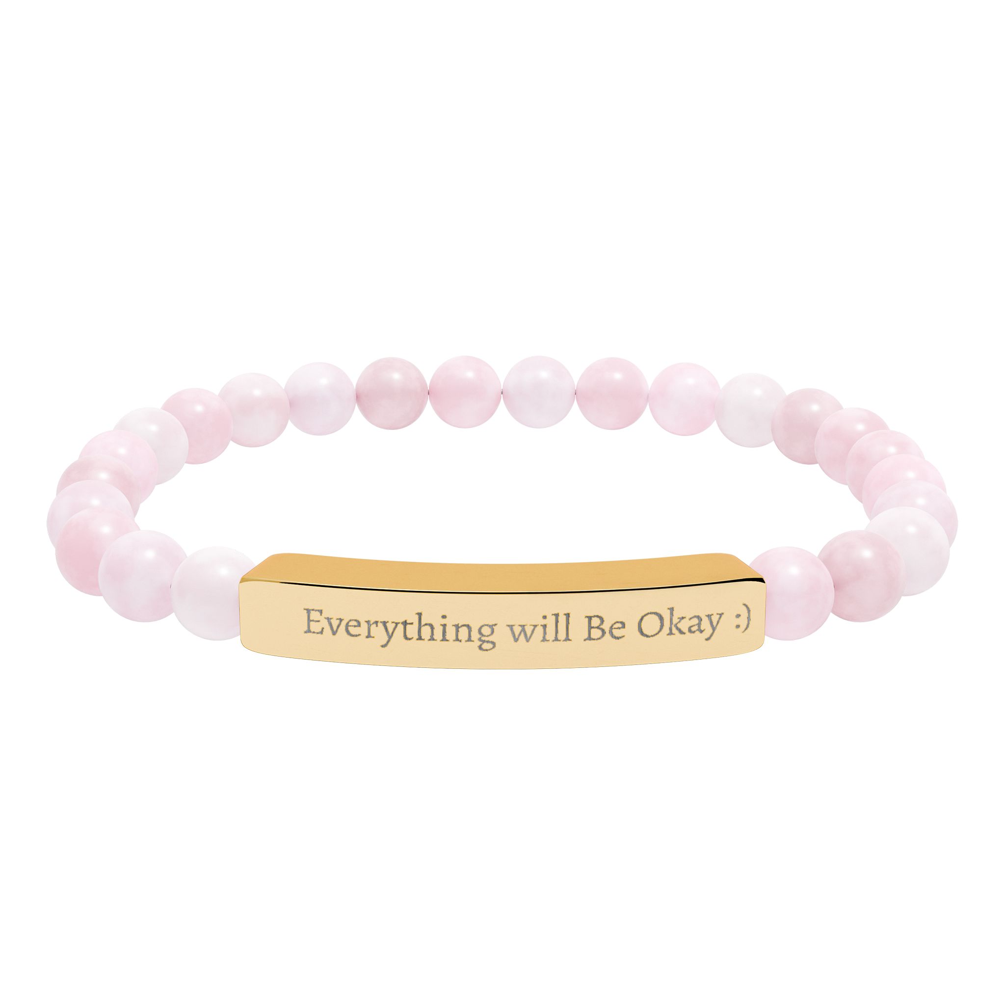 Engraved Natural Stone Bead Bracelet — Stretch Bar Bracelet with Inspirational Message - Image 12