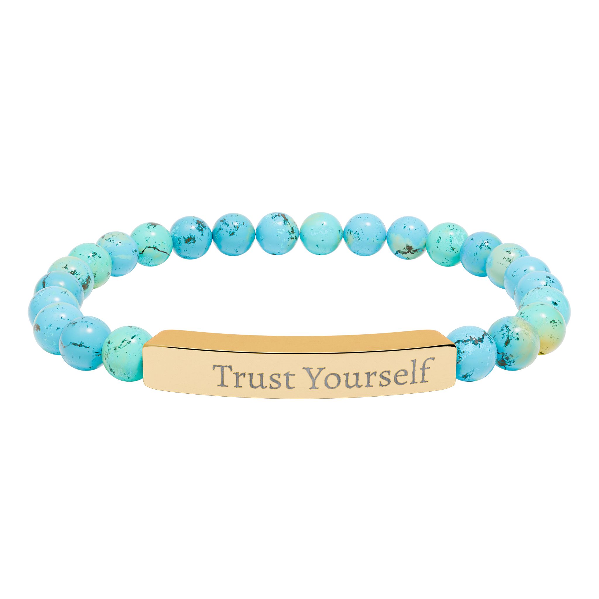 Engraved 'Trust Yourself' Natural Stone Stretch Bracelet - Image 14