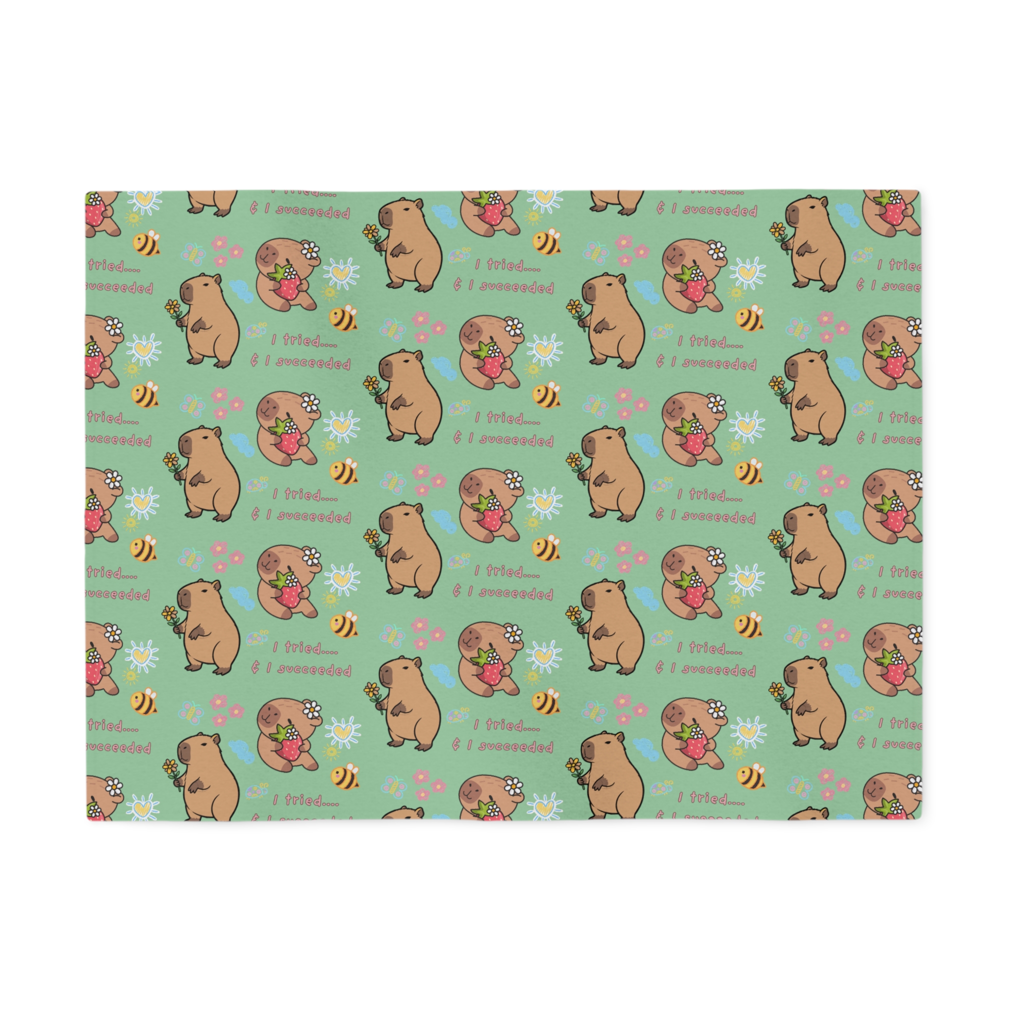 I Tried Capybara Pattern Sweatshirt Blanket | Cute Mental Health Quote - Image 5