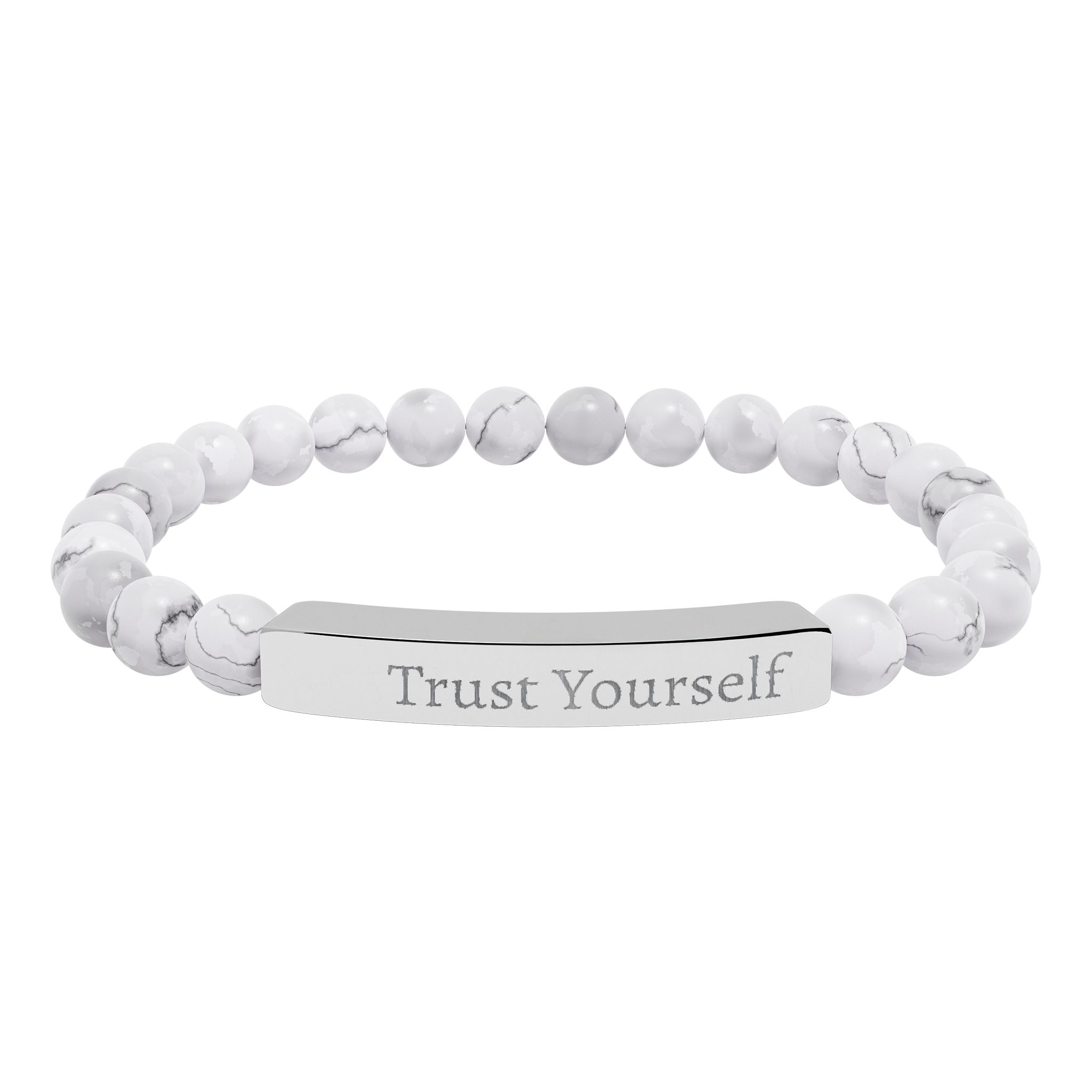 Engraved 'Trust Yourself' Natural Stone Stretch Bracelet - Image 2