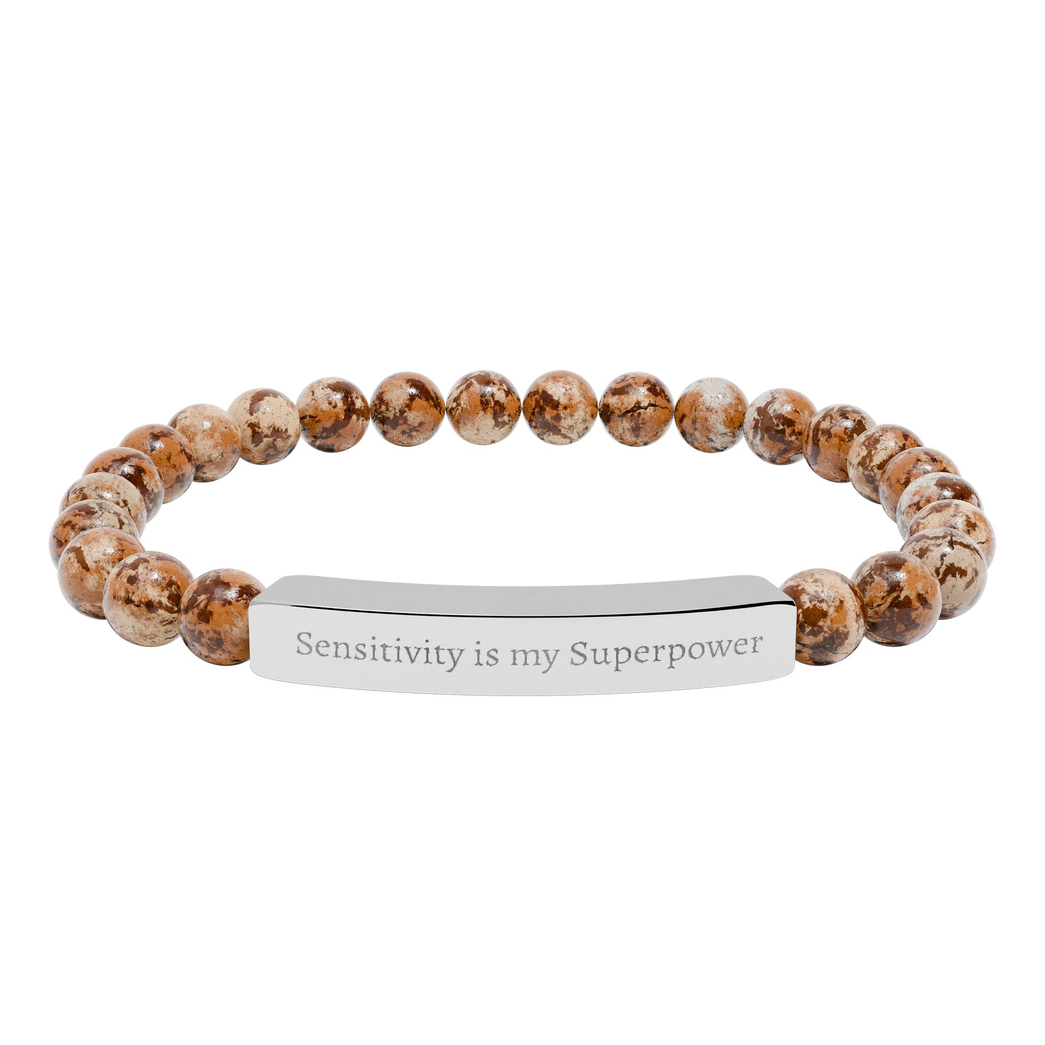 Sensitivity Is My Superpower Natural Stone Stretch Bar Bracelet | Engraved - Image 4