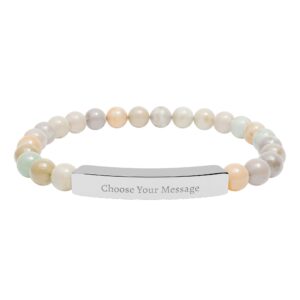 Personalized Positive Affirmation Natural Stone Bracelet | Engraved Stretch Bracelet