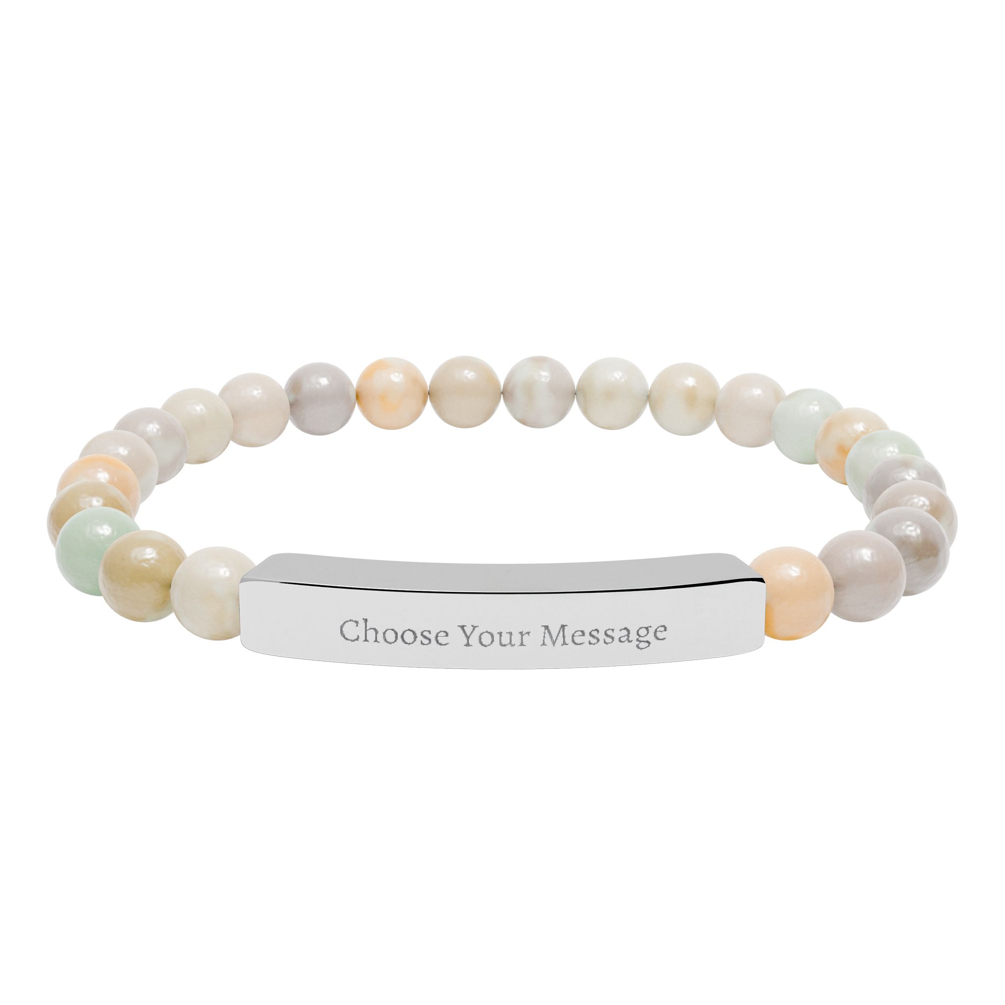 Personalized Positive Affirmation Natural Stone Bracelet | Engraved Stretch Bracelet