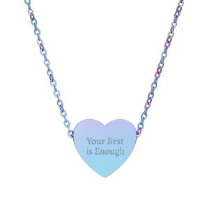 Heart Necklace — Engraved "Your Best Is Enough" Pendant